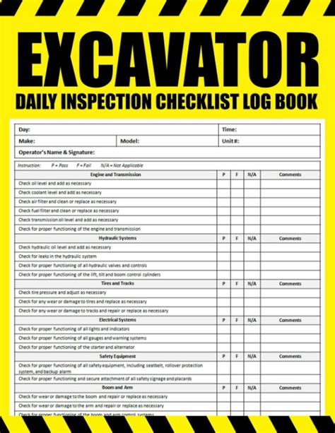 mini excavator maintenance checklist|excavator maintenance checklist template.